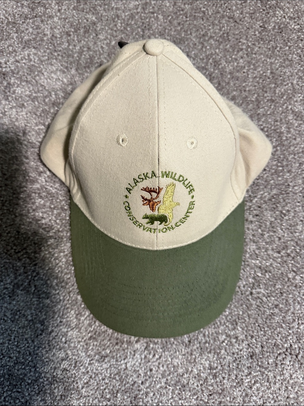 Alaska Wildlife Conservation Center Two-Tone Baseball Cap - Cream & Olive